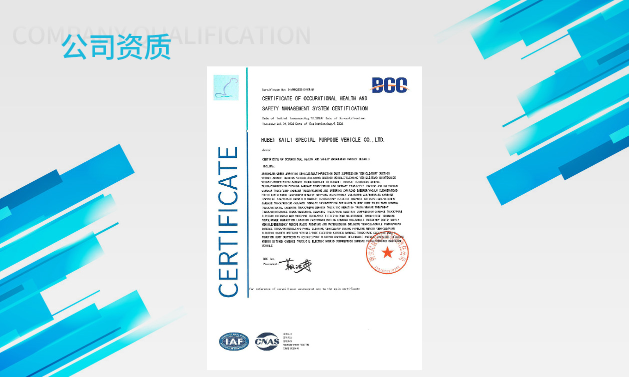 職業(yè)健康安全管理體系認(rèn)證證書-英文內(nèi)容